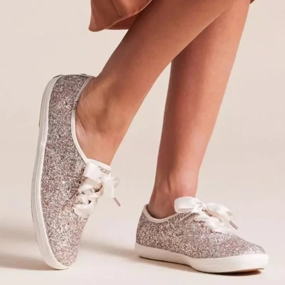 NEVER WORN - Size 9 Keds  x kate spade new york Champion Glitter Rose Gold